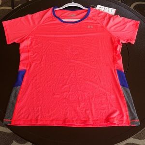 Under Armor Heat Gear Fitted Pink Strip Workout